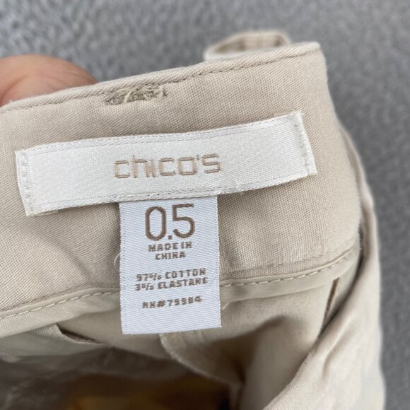 Chicos Shorts Womens 0.5 US 6 Ivory Chino Bermuda Stretch Pocket Everyday Casual - Picture 6 of 12